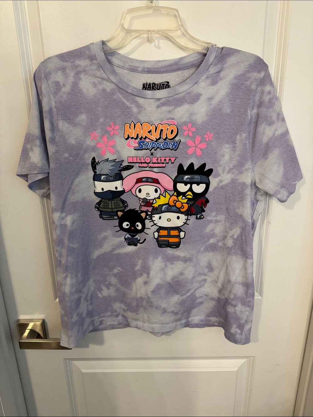 Naruto x Hello Kitty Lavender Tie-Dye Kids Short Sleeve Tee